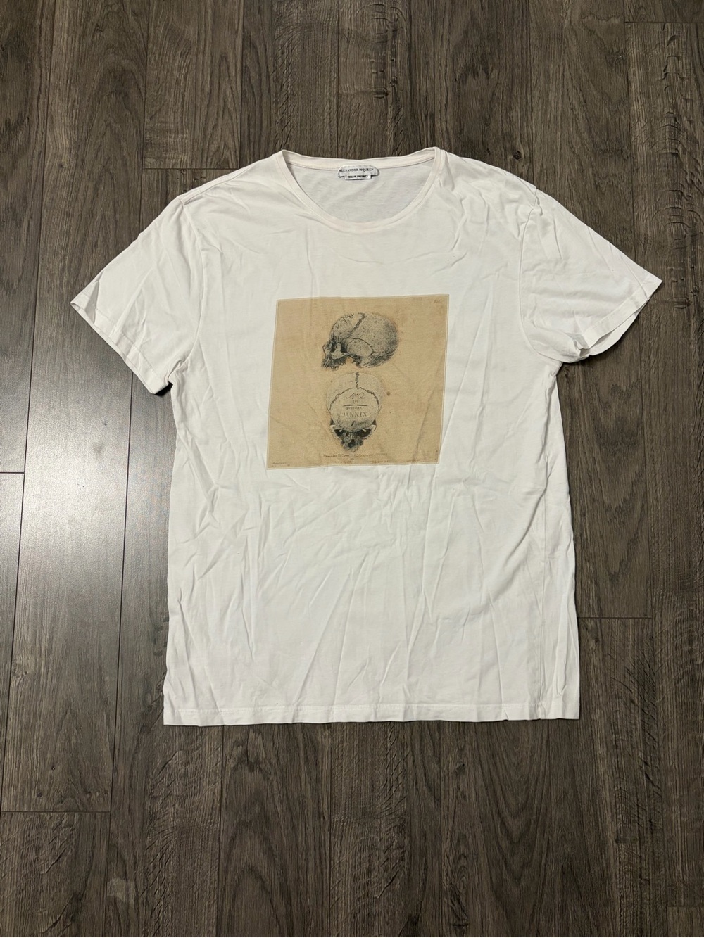 Alexander McQueen Men's White T-Shirt with Skull Artwork